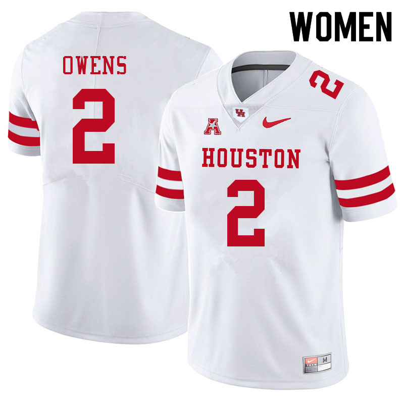 Women #2 Gervarrius Owens Houston Cougars College Football Jerseys Sale-White - Click Image to Close